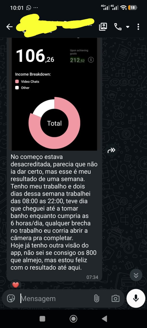 Resultado real de uma host na primeira semana
